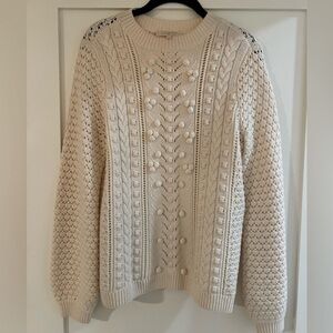 Sezane Cream Cable Knit Sweater
